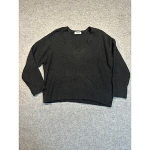 Double Zero Women Black V-Neck Bouclé Knit Sweater DZ20H174 Large